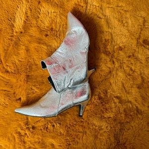 Metallic silver boots , worn once